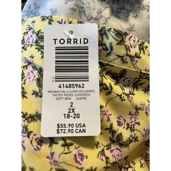 Torrid Yellow Floral Sleeveless Sundress, 2, 2X, 18-20 - Picture 7 of 8